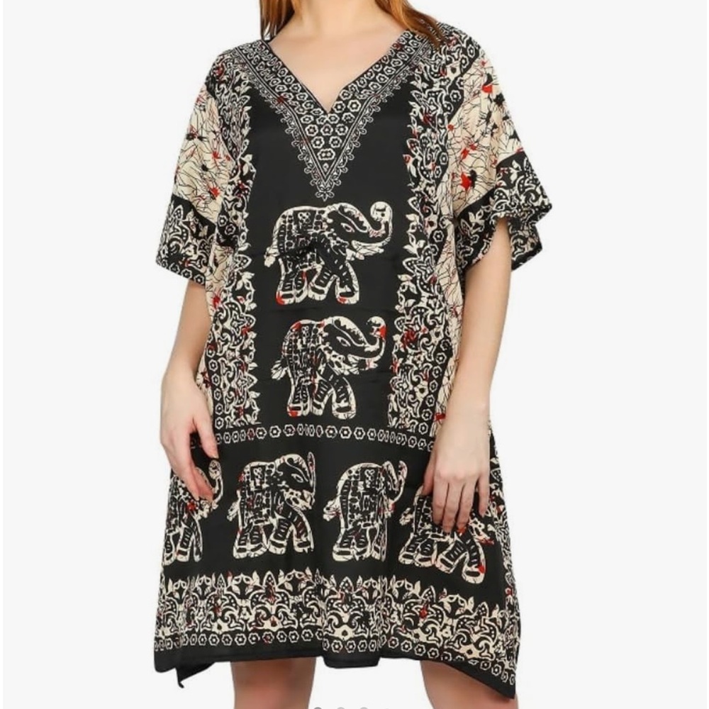 Kaftan Short Beach Cover ups Elephant Loungewear NWOT
